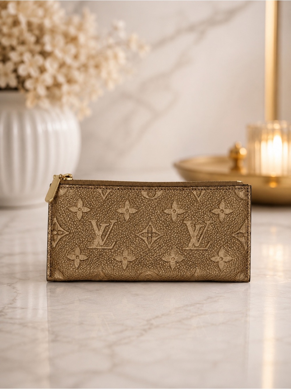 Louis Vuitton Mocha Brown Empreinte Leather Zip Coin Pouch